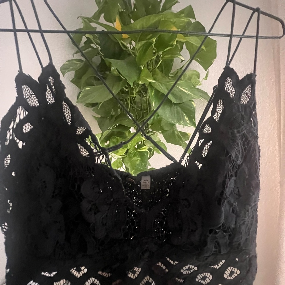 Free People Black Lace Top